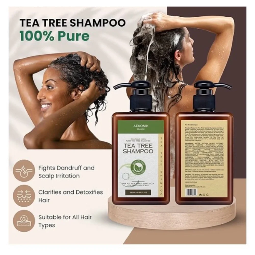 Tea Tree Shampoo with Tea Tree Oil - 280 ML/9.86 FL Oz. New SEALED PACKAGE